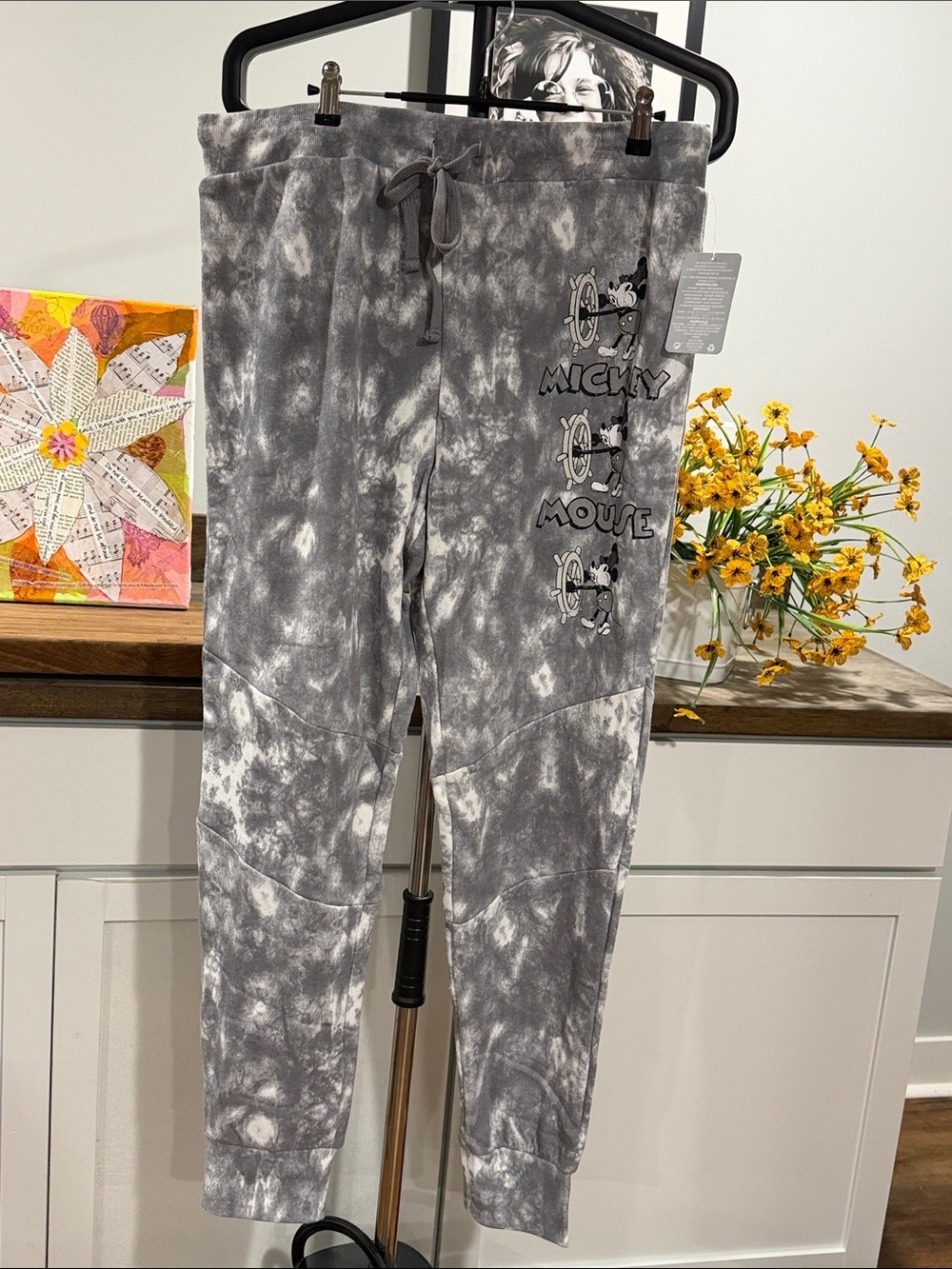 Disney Gray and White Tie-Dye Mickey Mouse Lounge Pants